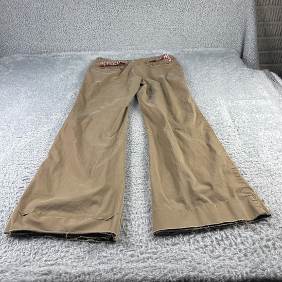 Old Navy Womens Khaki Wide Leg Stretch Pants Tan Frayed Hem Size 8 - Picture 9 of 11